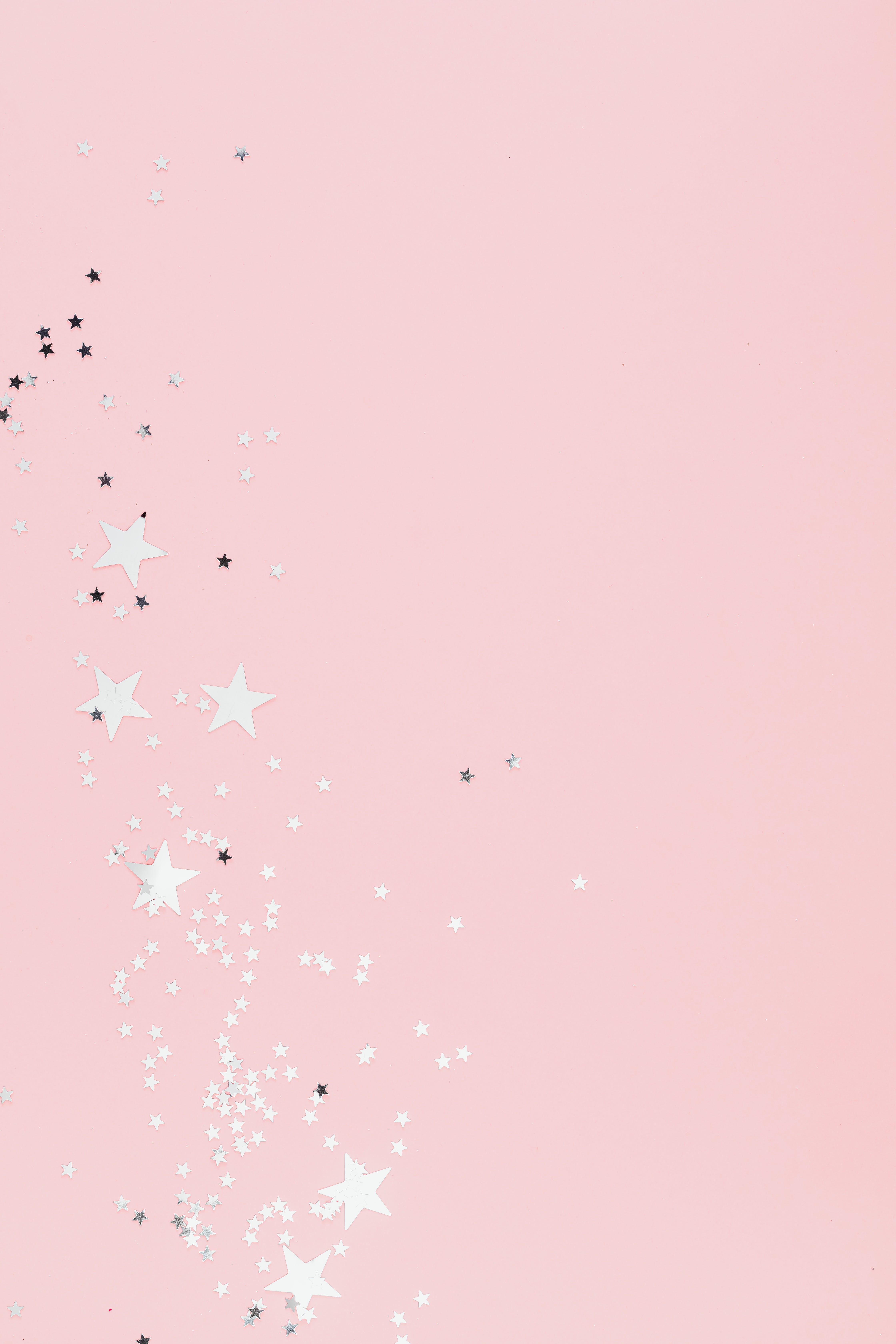 Rosa Hintergrund, Sterne, Glitzer, Minimalismus, QHD+, Sperrbildschirm fürs iPhone