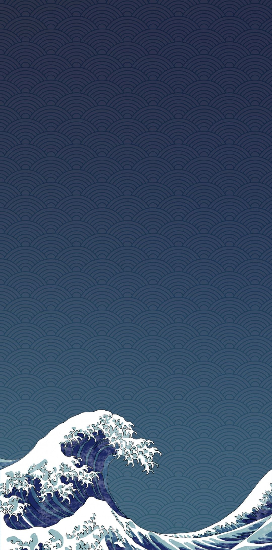 Die große Welle vor Kanagawa, Welle, Japanische Kunst, Dunkelblau, Minimalistisch, Smartphone-Hintergrund