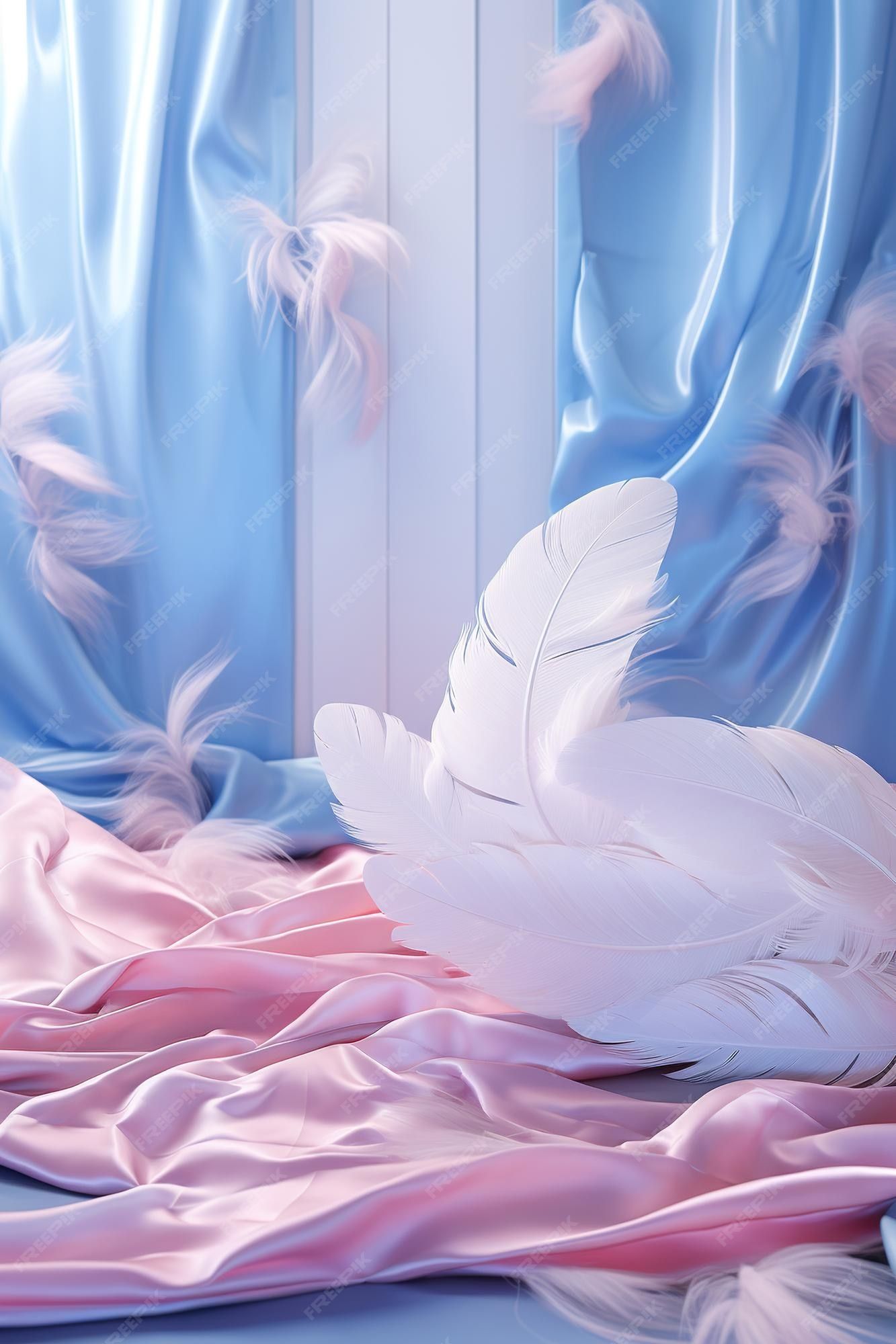 Feder, Satin, Vorhang, Surreal, Rosa-Blau, Full HD, Handy-Hintergrund im Hochformat