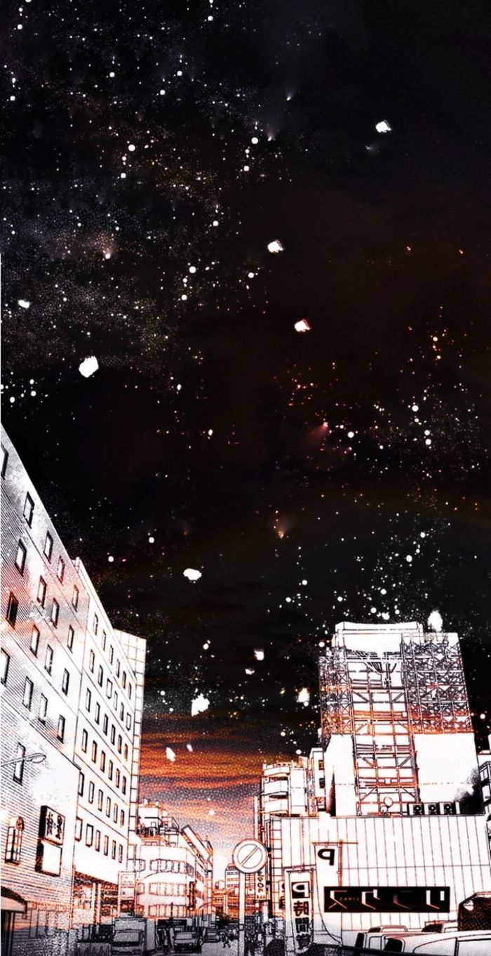 Sternenhimmel, Gebäude, Nacht, Stadt, Hochformat, Hintergrundbild fürs Smartphone