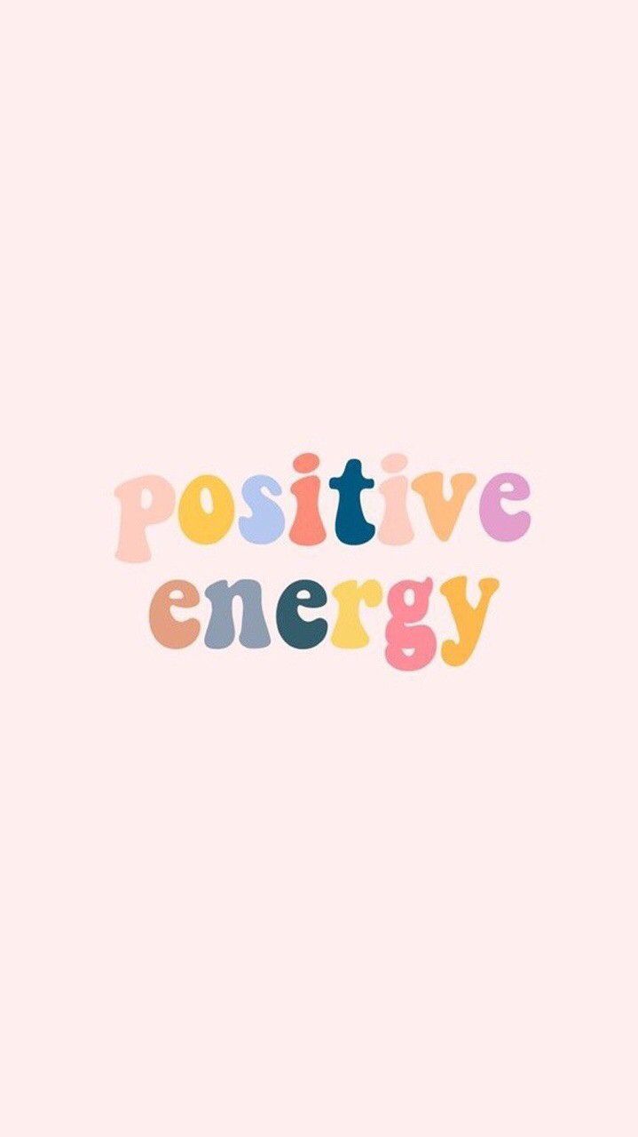 Positive Energy, Spruch, Pastellfarben, Retro-Schrift, Hellrosa, Hintergrundbild fürs Handy