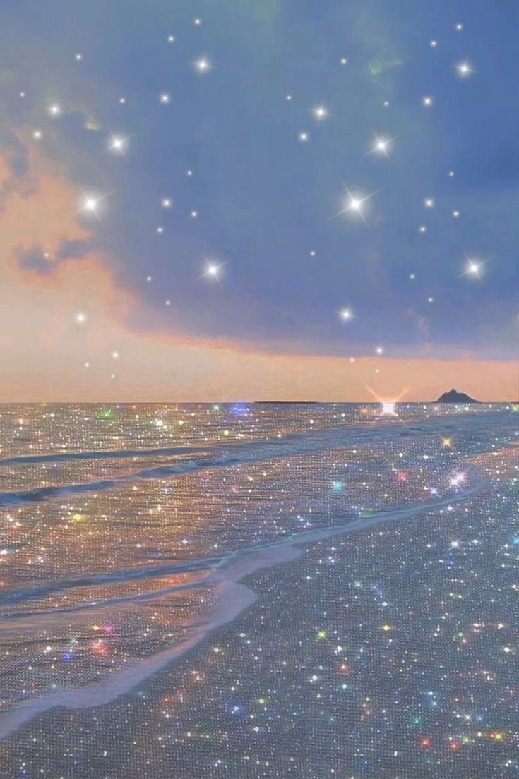 Strand, Funkelndes Meer, Sternenhimmel, Abenddämmerung, Pastell, HD, Handy-Hintergrundbild
