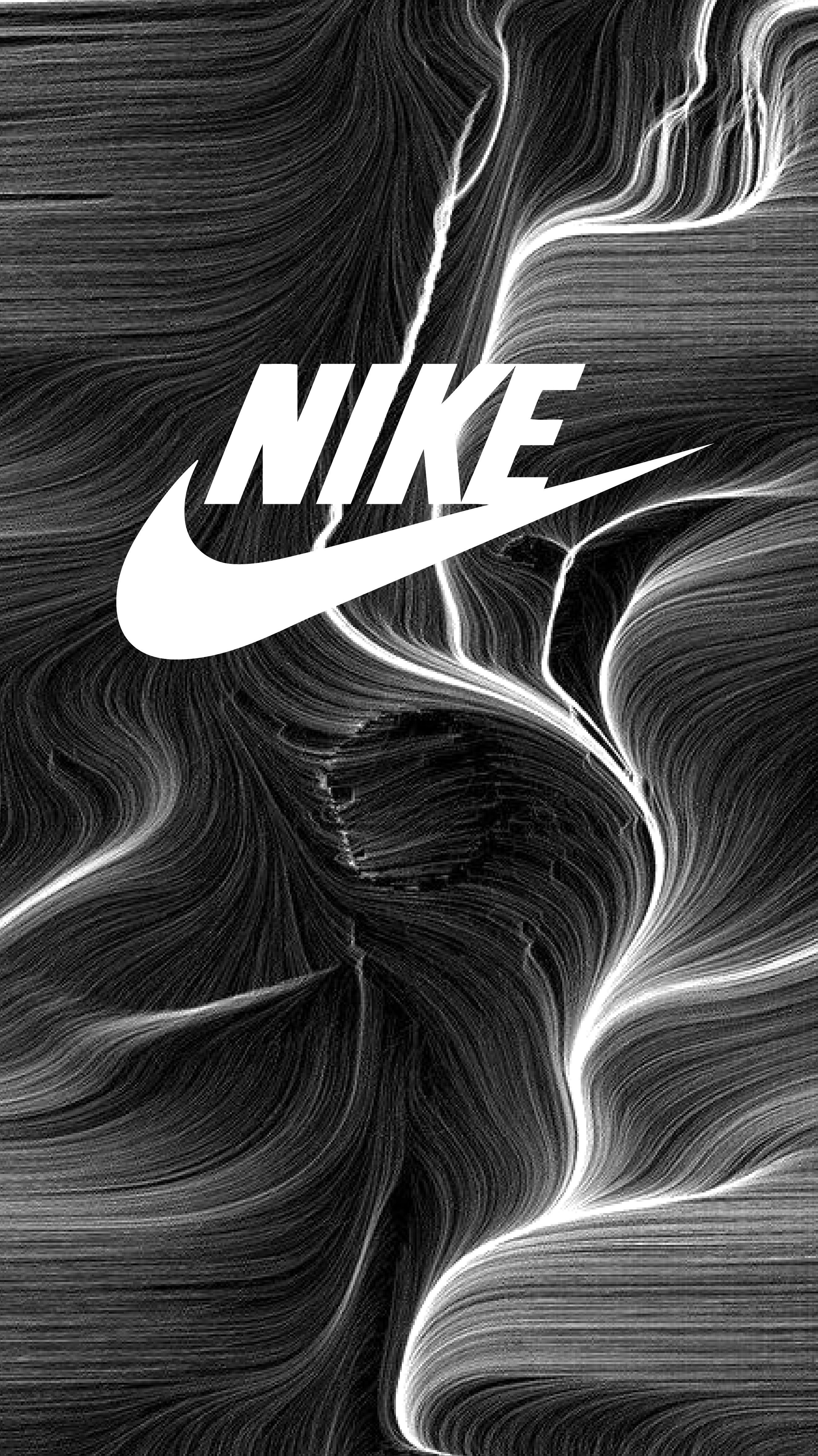 Nike-Logo, Swoosh, Abstrakte Linien, Schwarzweiß, QHD+, Sperrbildschirm fürs iPhone