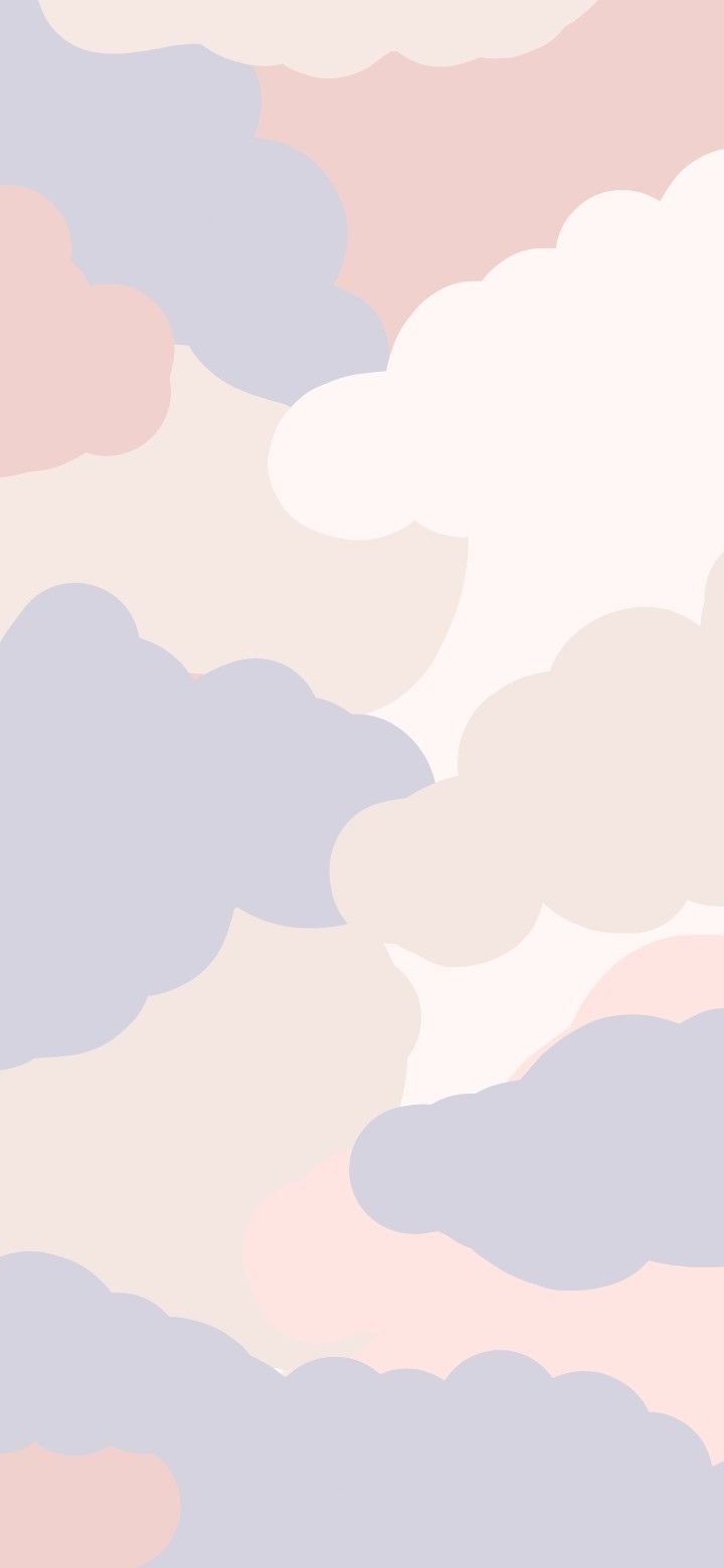 Wolken, Pastellfarben, Illustration, Lila, Pfirsich, HD, Sperrbildschirm fürs iPhone