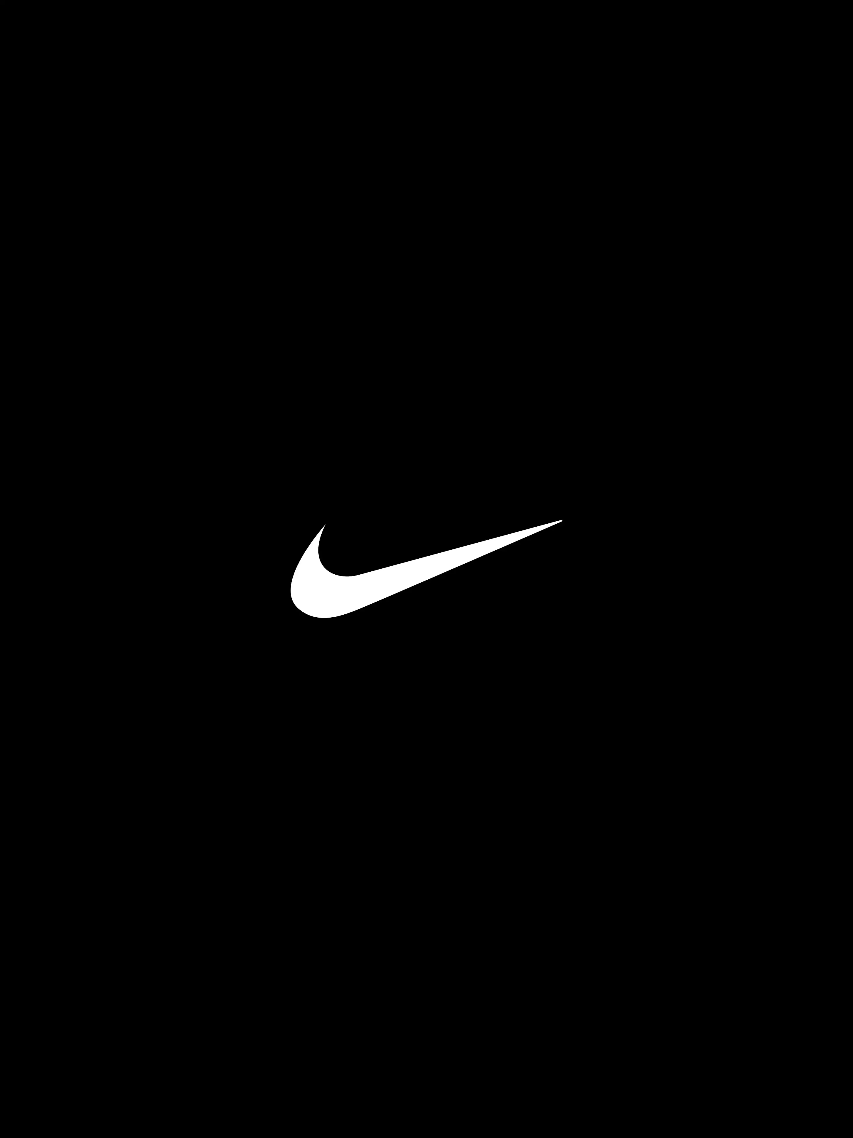 Nike Swoosh, Schwarzer Hintergrund, Minimalismus, Weißes Logo, QHD+ Wallpaper