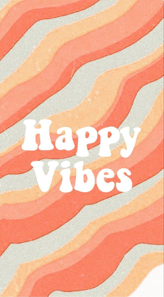 Happy Vibes, Spruch, Retro-Wellen, Orange, Siebziger-Stil, Sperrbildschirm fürs iPhone