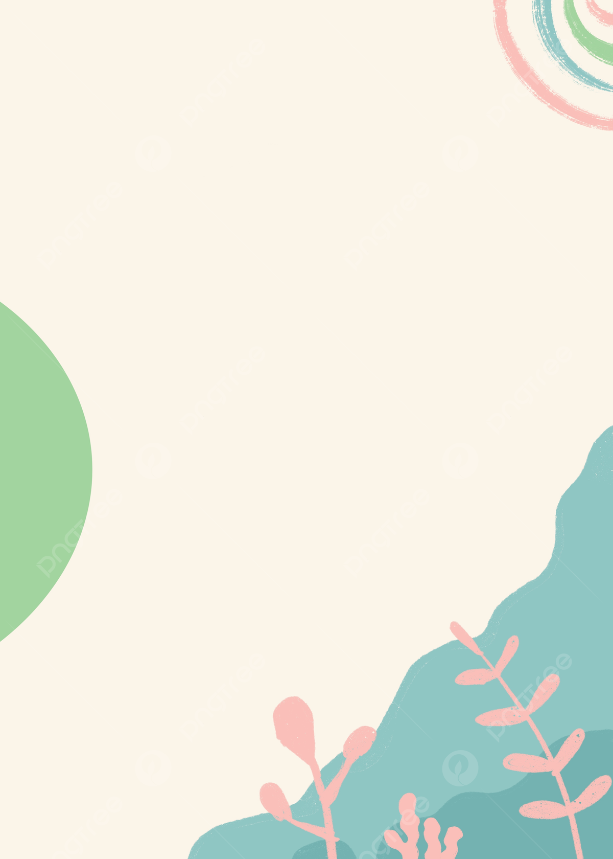 Abstrakte Formen, Pflanzen, Pastell, Rahmen, Cremefarben, Full HD, iPad-Hintergrundbild