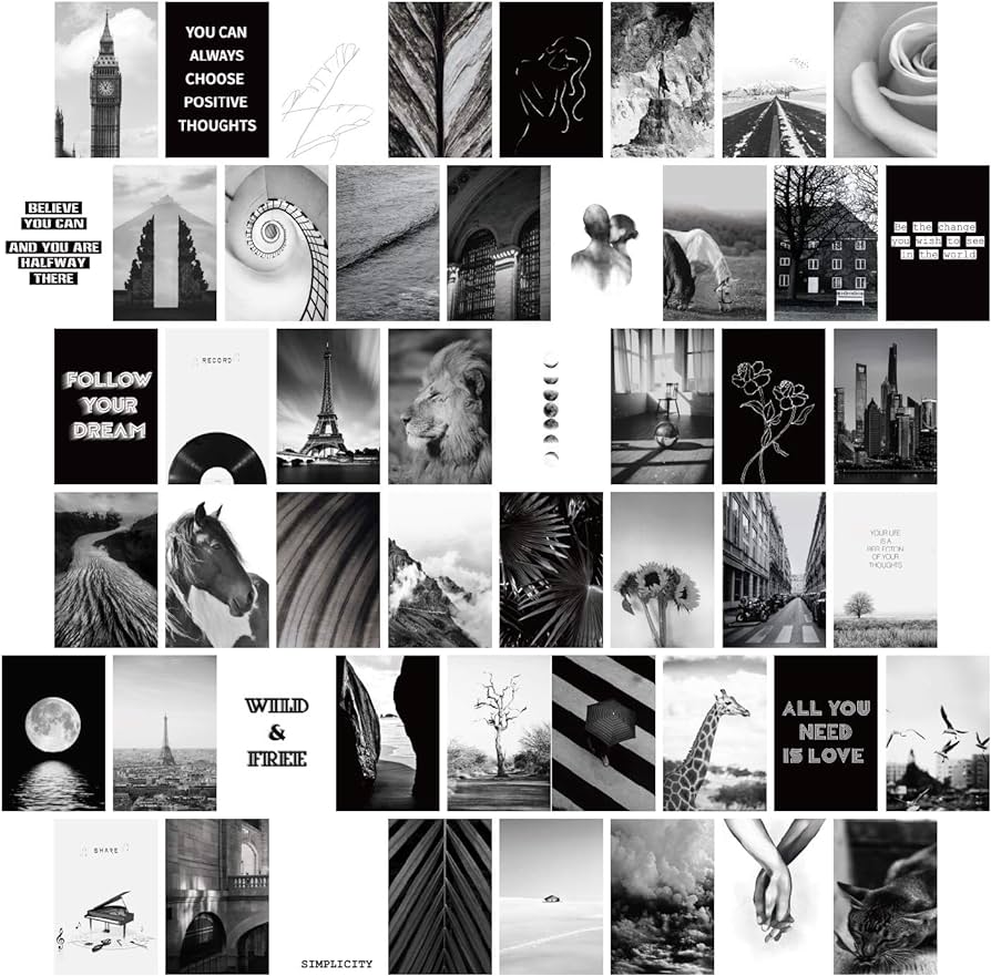 Collage, Schwarz-Weiß, Aesthetic, Fotowand, Sprüche, Hintergrundbild für iPad und Tablet