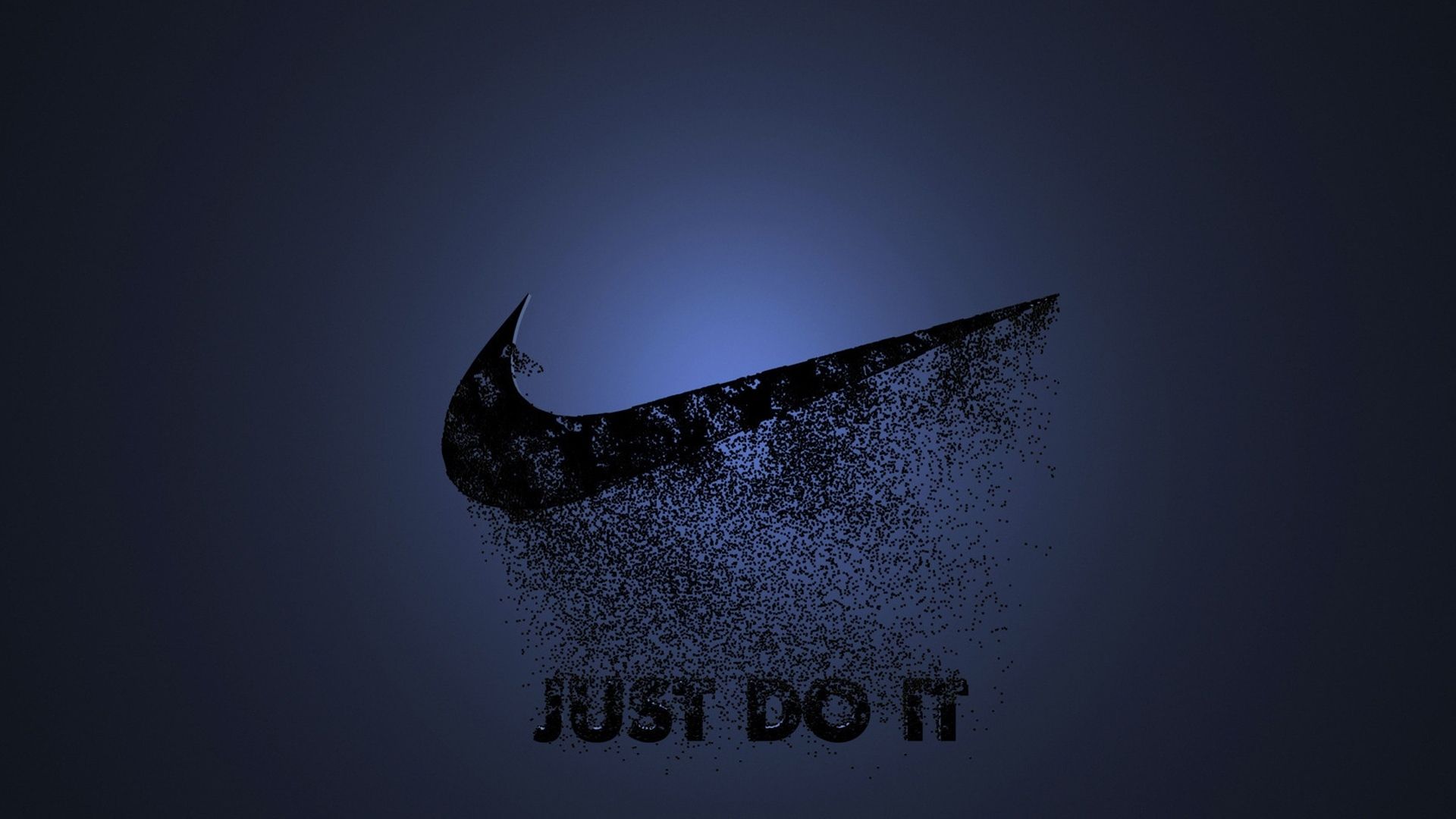 Nike Swoosh, Just Do It, Zerfall-Effekt, Dunkelblau, Full HD, Desktop-Hintergrund für Windows