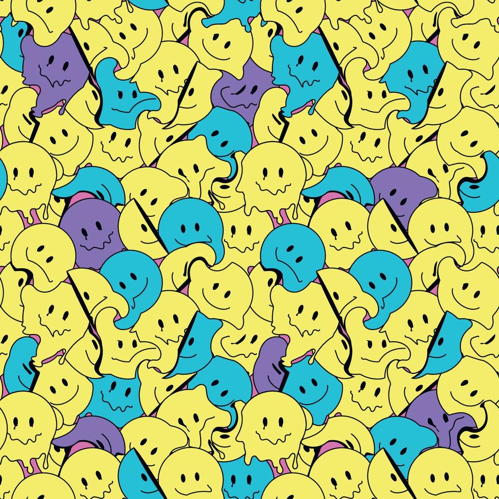 Smileys, Schmelzend, Gelb, Türkis, Lila, Muster, Hintergrundbild für iPad und Tablet