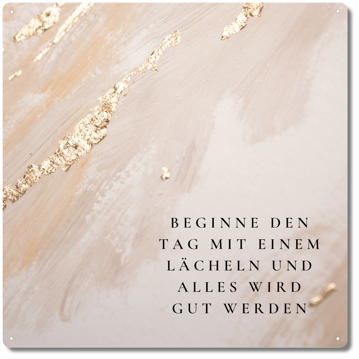 Beginne den Tag mit einem Lächeln, Spruch, Marmor, Goldakzente, Beige, Hintergrundbild fürs iPad