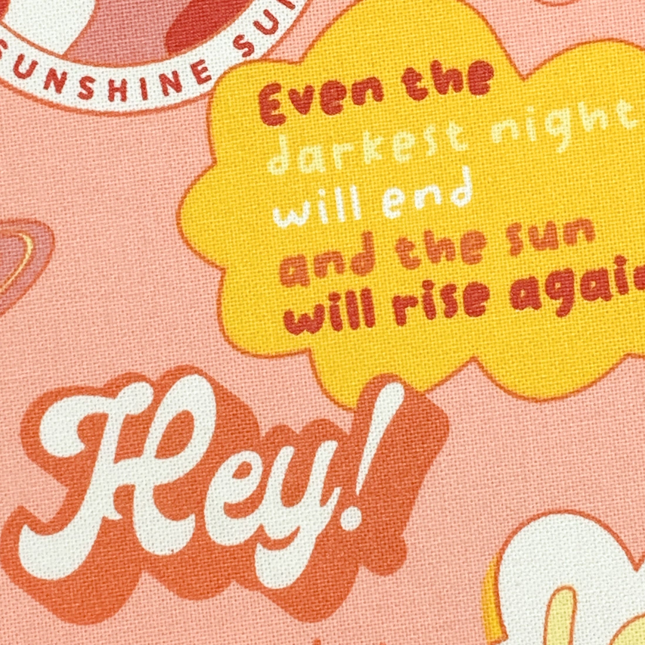 Hey!, Spruch, Retro-Typografie, Sonne, Rosa, Gelb, Full HD, iPad-Hintergrundbild