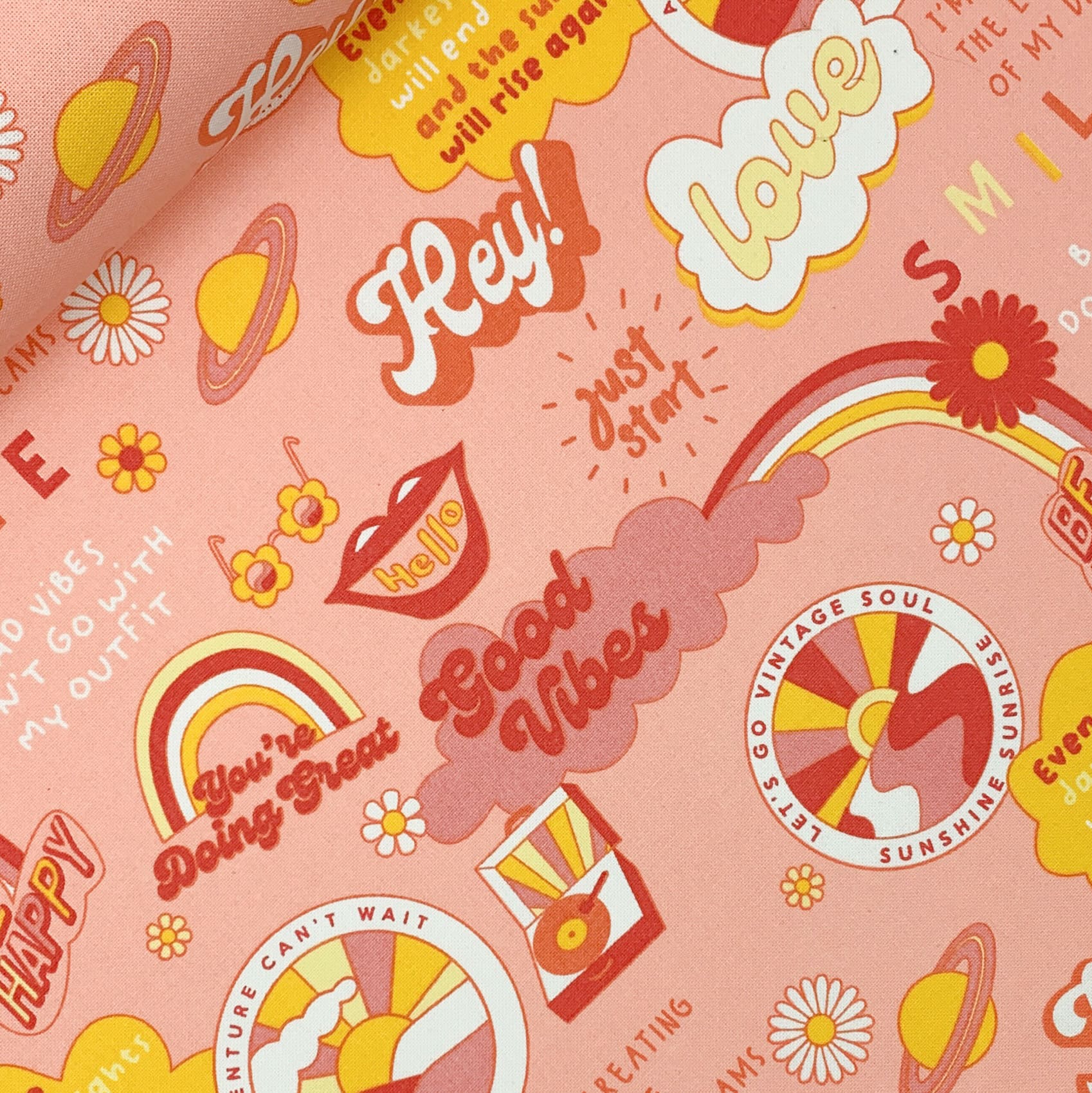 Good Vibes, Sticker, Retro, Regenbogen, Rosa, Muster, HD, Hintergrundbild fürs Tablet