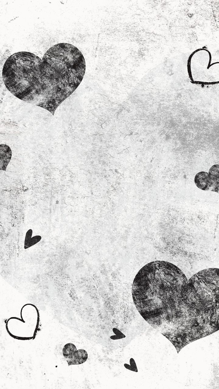 Herzen, Grunge, Schwarz-Weiß, Textur, HD, Hintergrundbild fürs Handy