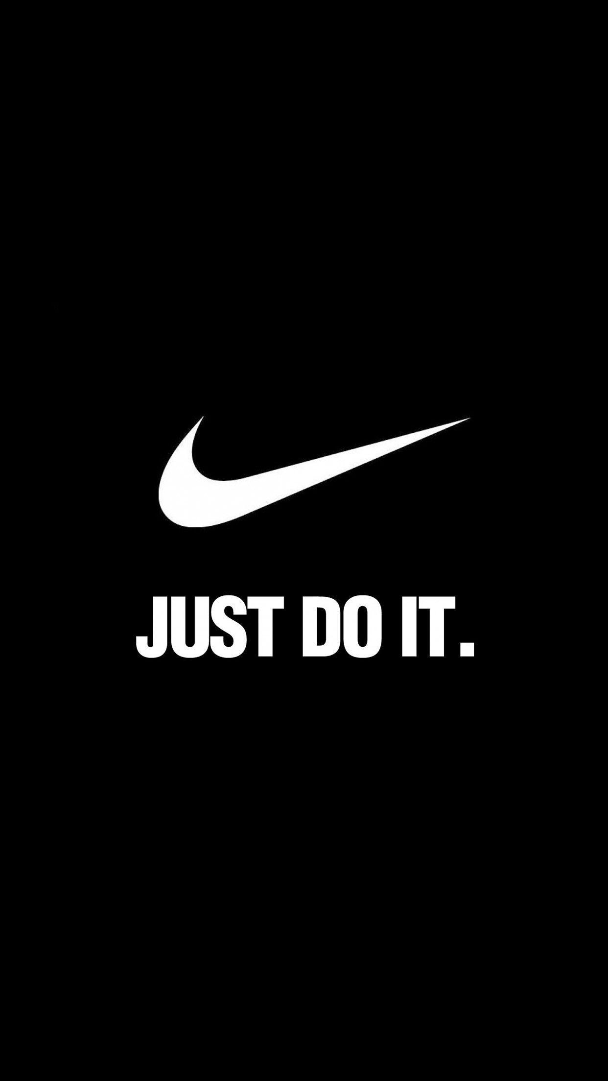 Nike Swoosh, Just Do It, Schwarzer Hintergrund, Typografie, Sperrbildschirm fürs iPhone