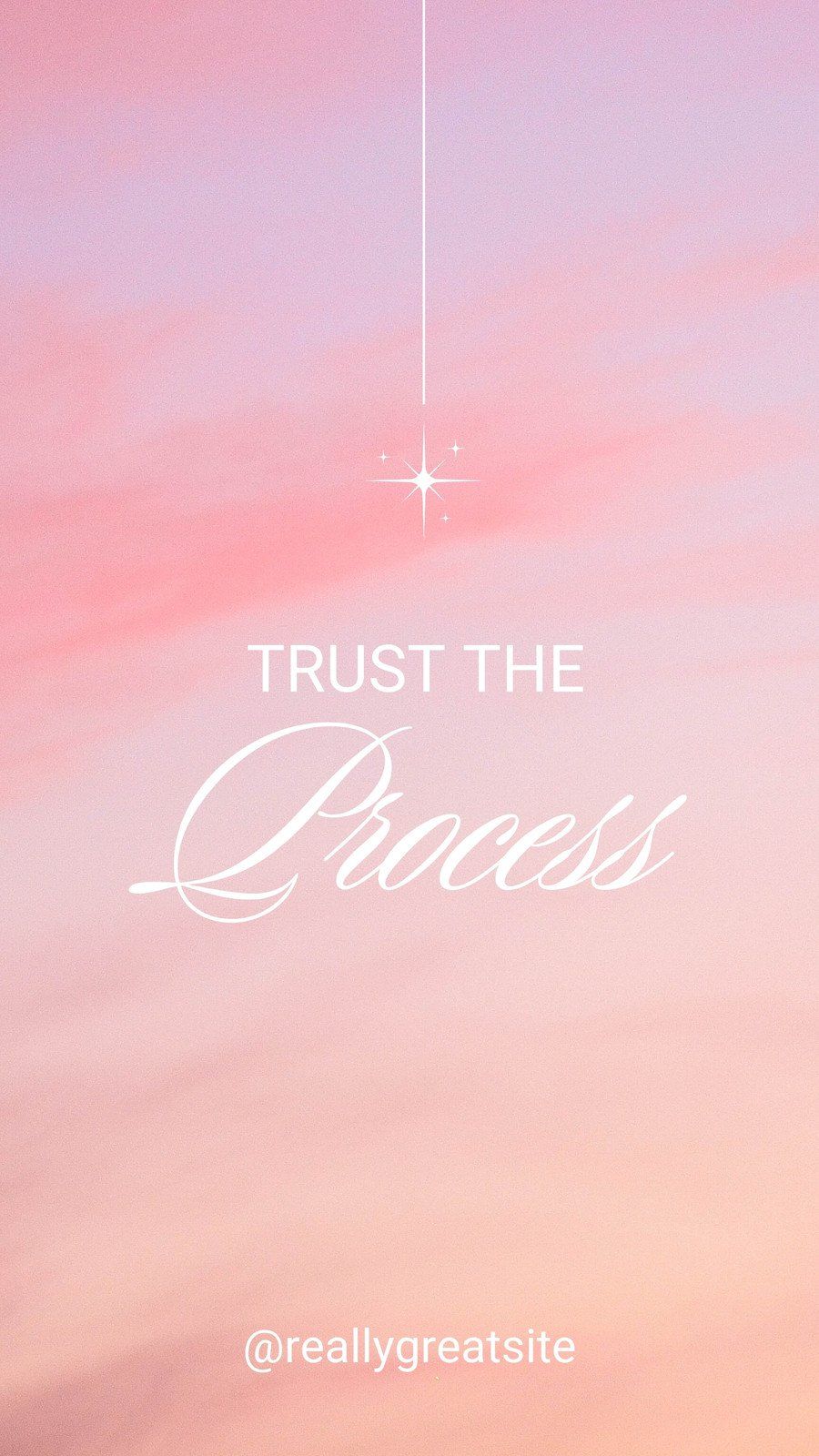 Trust the process, Zitat, Sternschnuppe, Rosa Himmel, Handschrift, HD, iPhone-Hintergrundbild