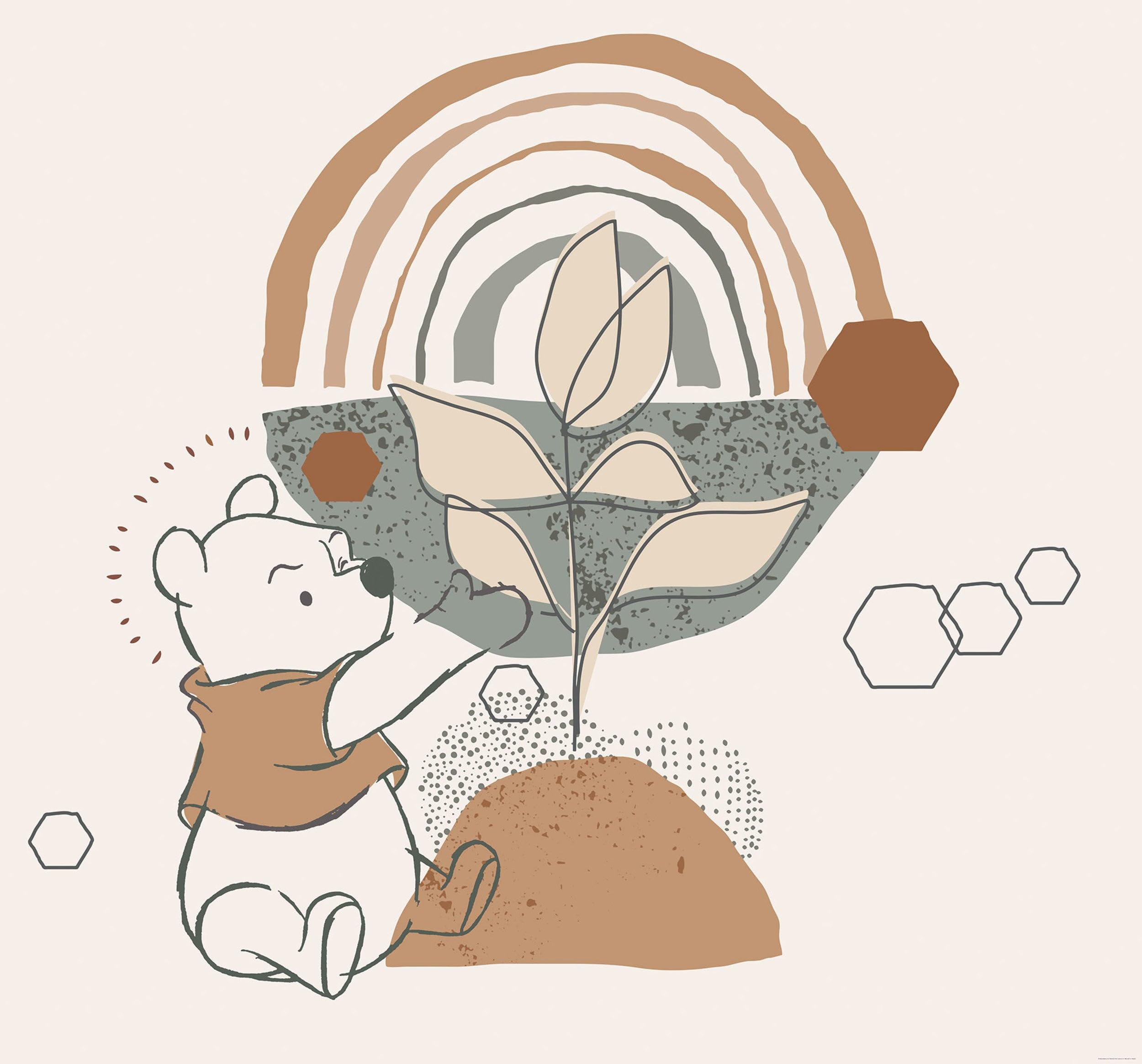 Winnie Puuh, Disney, Boho, Regenbogen, Pflanze, Erdtöne, Hintergrundbild fürs Tablet