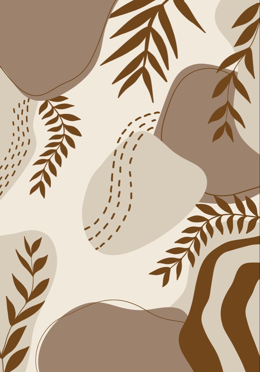 Boho, Abstrakte Formen, Blätter, Beige, Braun, HD, Hintergrundbild fürs Tablet