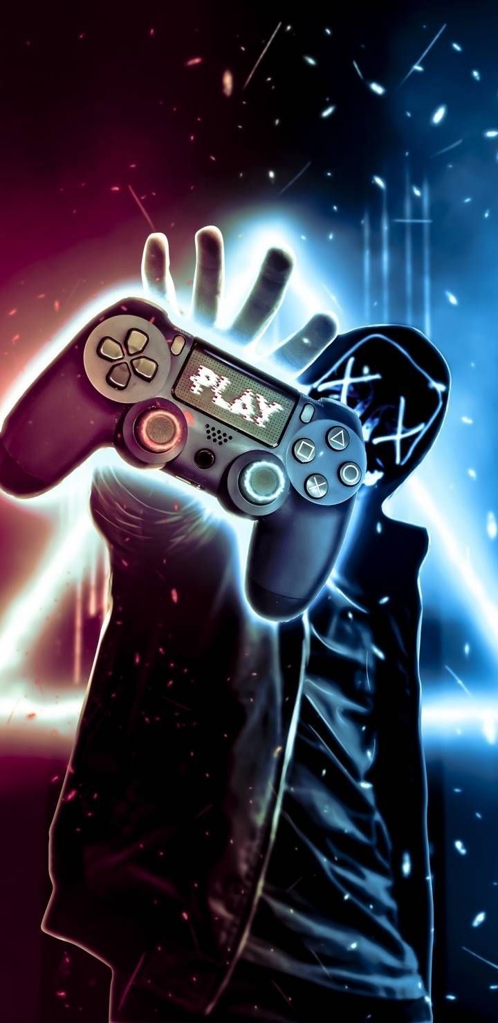 Gamer, Controller, Kapuze, Neonlicht, Gaming, Digitale Kunst, HD, Handy-Hintergrund