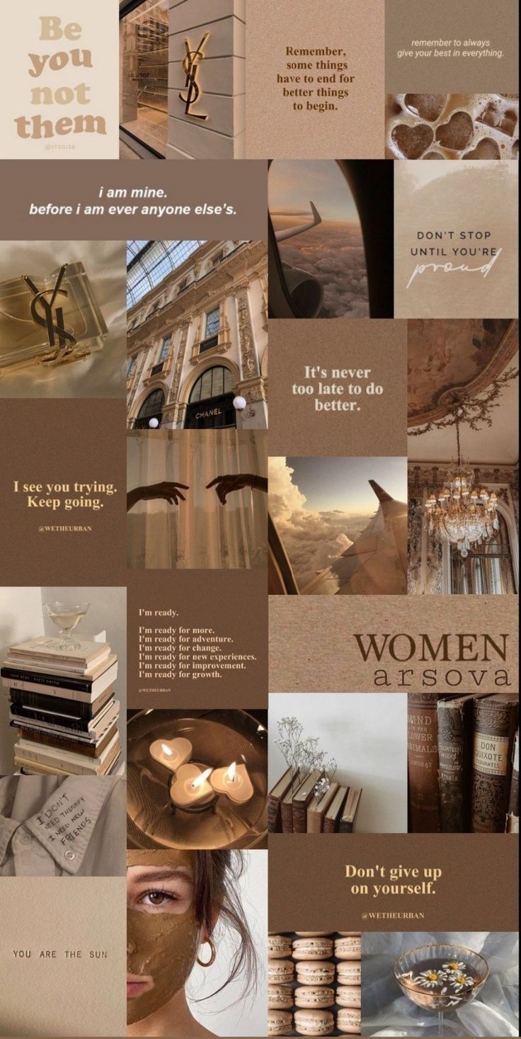 Collage, Braune Ästhetik, Zitate, Women, Vintage, HD, Handy-Hintergrund im Hochformat