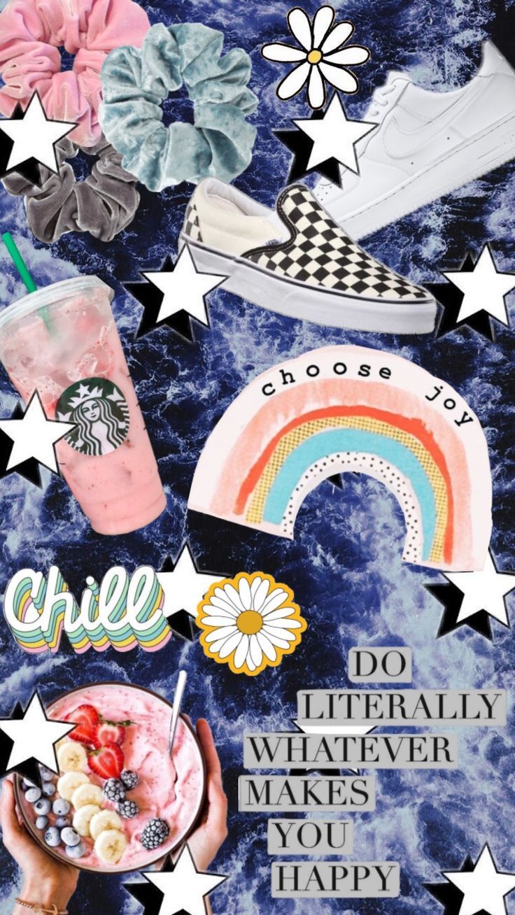 Collage, Regenbogen, Starbucks, Sticker, Zitat, Blau, HD, Handy-Hintergrund im Hochformat