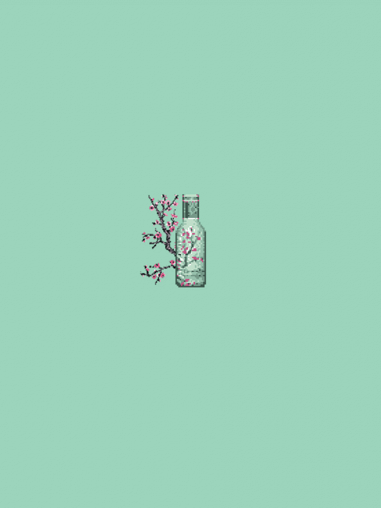 Glasflasche, Blüten, Mintgrüner Hintergrund, Minimalistisch, HD Wallpaper