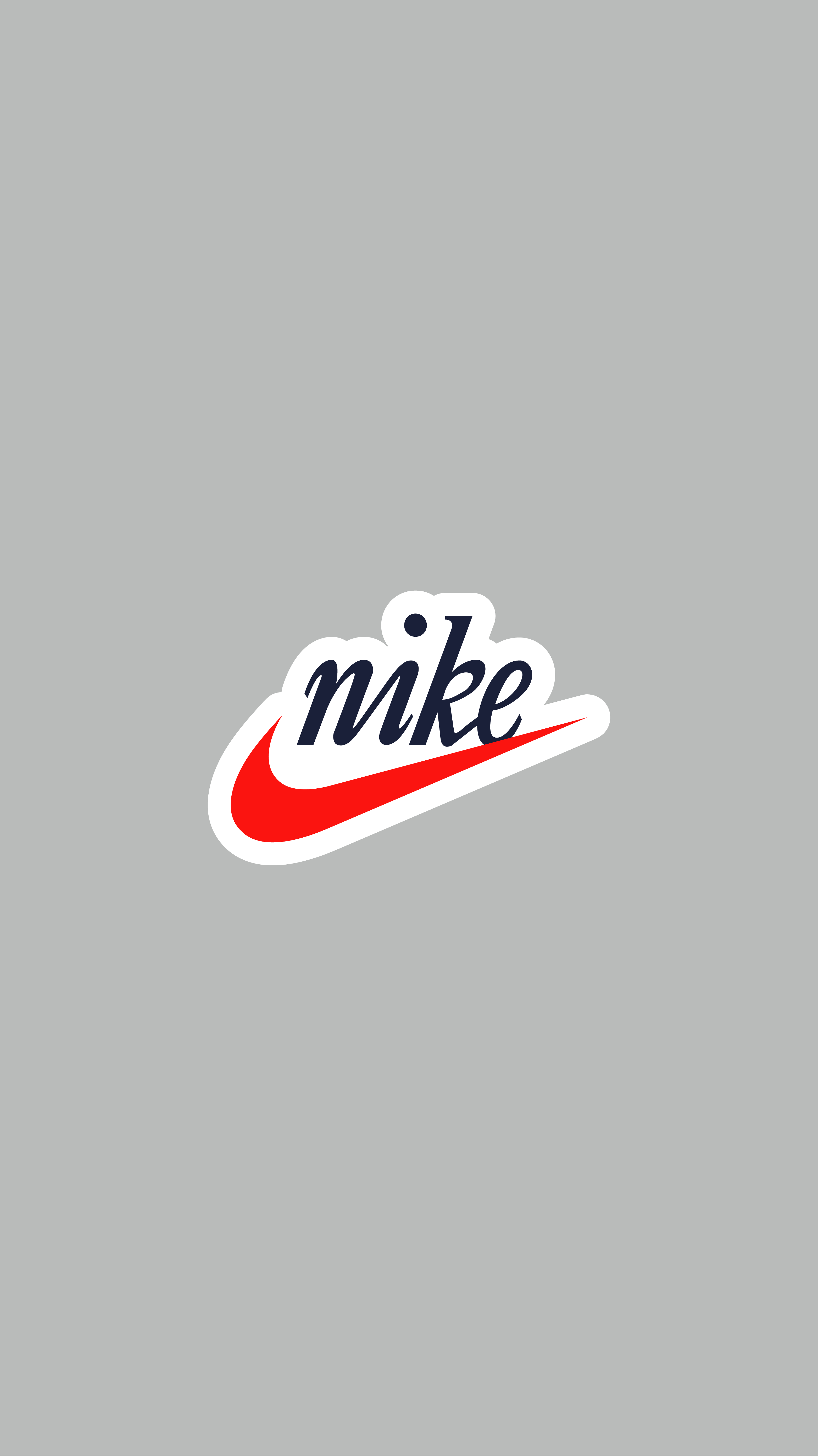 Nike-Logo, Retro-Logo, Grauer Hintergrund, Minimalismus, Sperrbildschirm fürs iPhone