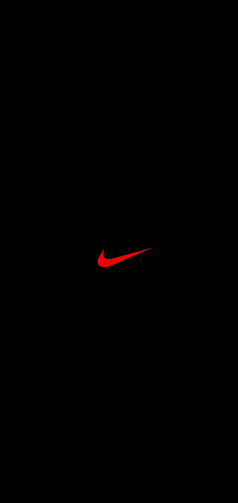 Nike Swoosh, Rotes Logo, Schwarzer Hintergrund, Minimalismus, Sperrbildschirm fürs iPhone