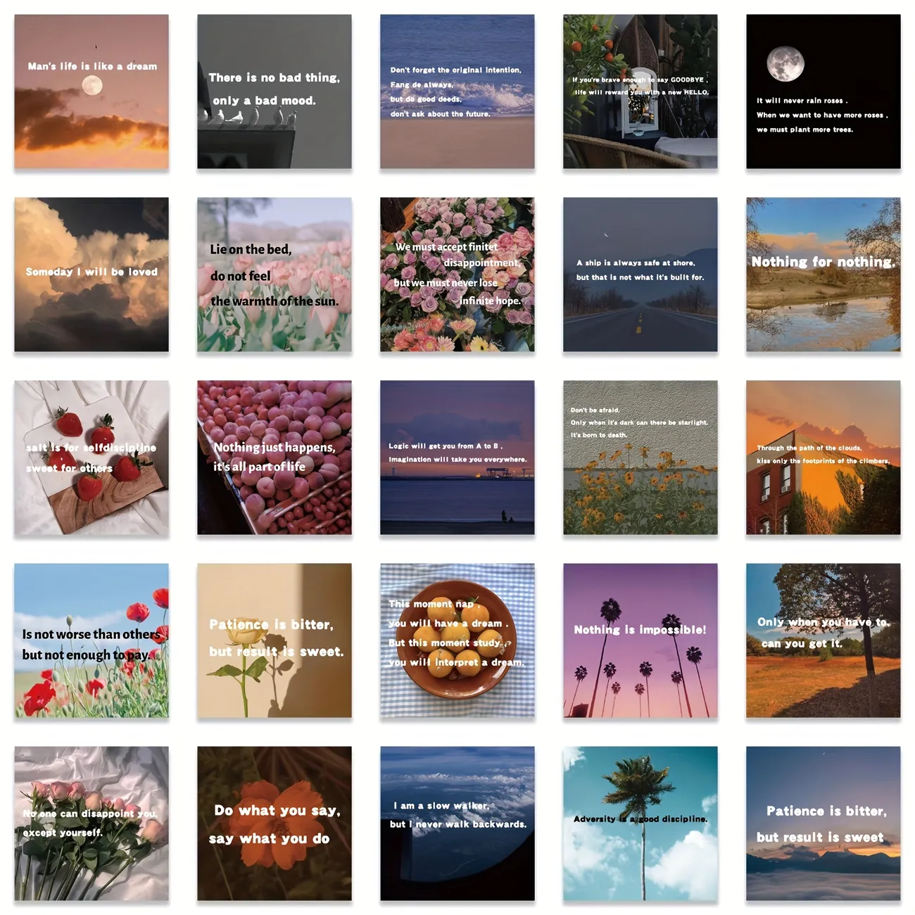 Collage, Zitate, Motivationssprüche, Natur, Sonnenuntergang, Hintergrundbild fürs iPad