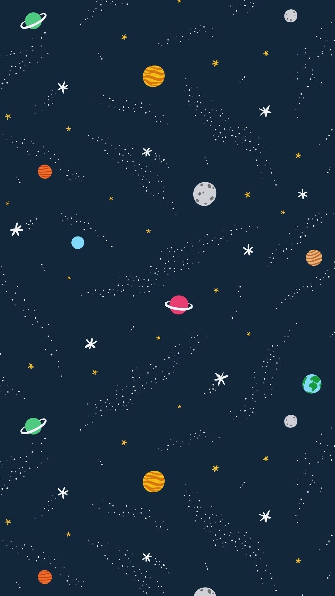 Planeten, Sterne, Weltraum, Muster, Dunkelblau, Full HD, Handy-Hintergrund im Hochformat