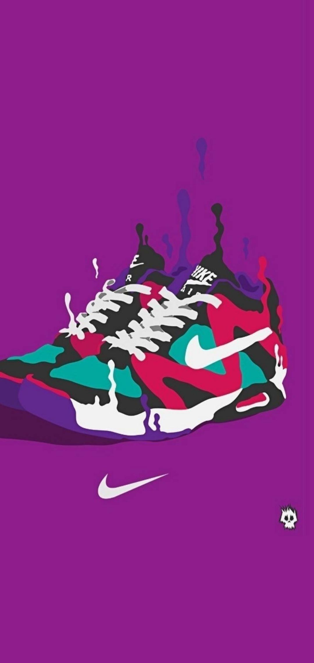 Nike, Sneaker, Illustration, Lila Hintergrund, Bunt, Full HD, Sperrbildschirm fürs iPhone