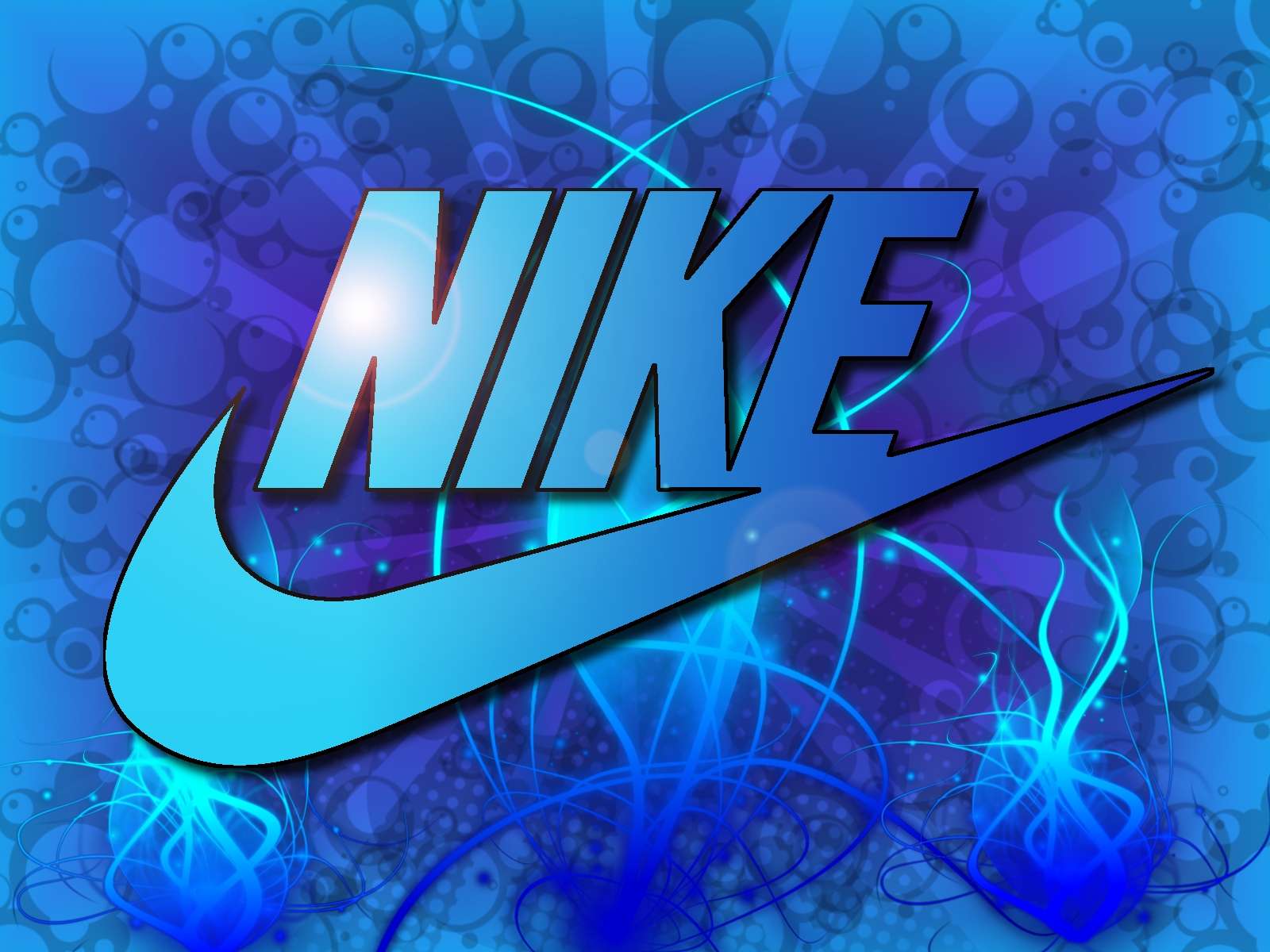 Nike-Logo, Blau, Blasen, Digitale Kunst, HD, iPad-Hintergrundbild