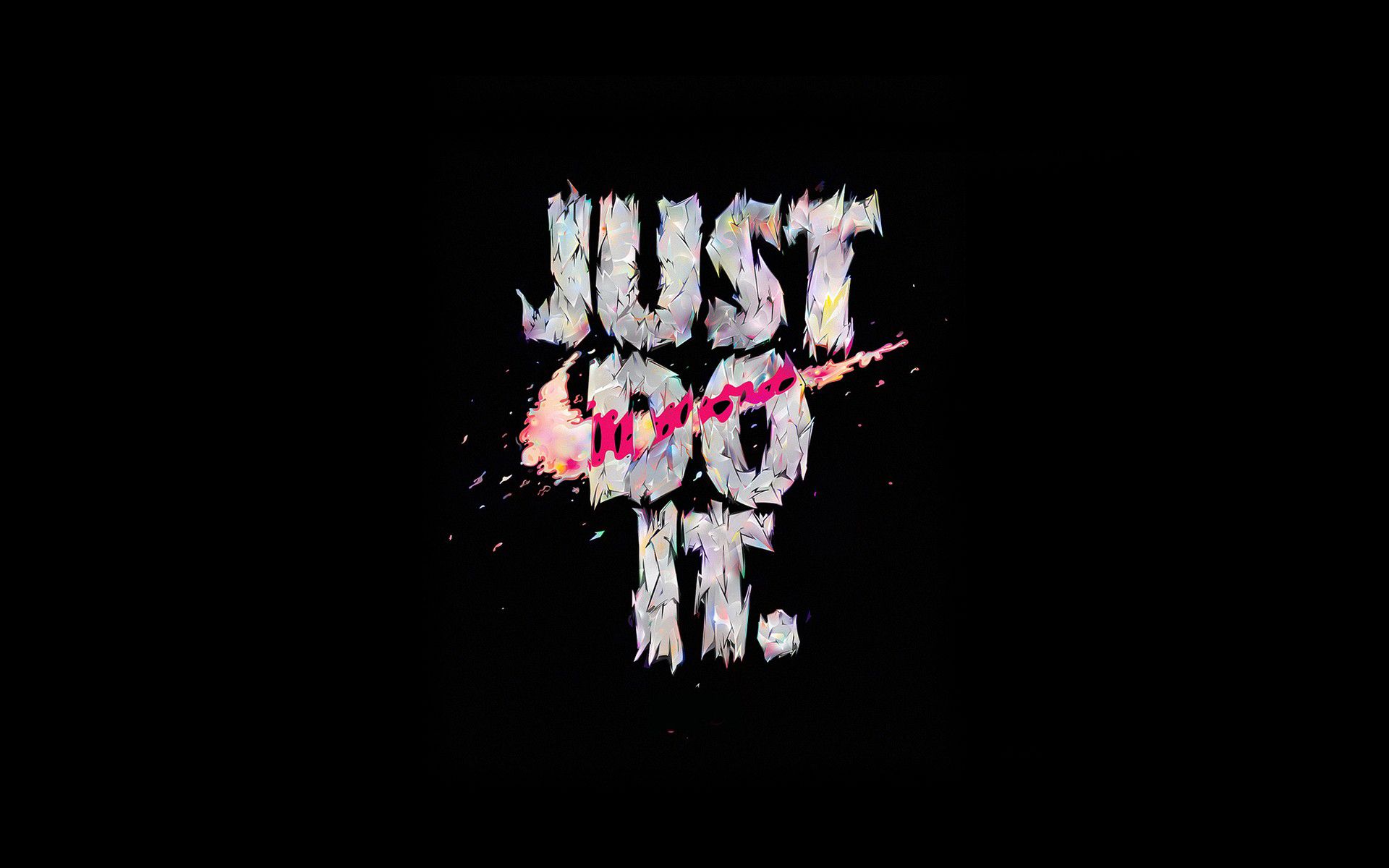 Just Do It, Typografie, Farbspritzer, Schwarzer Hintergrund, Full HD Wallpaper