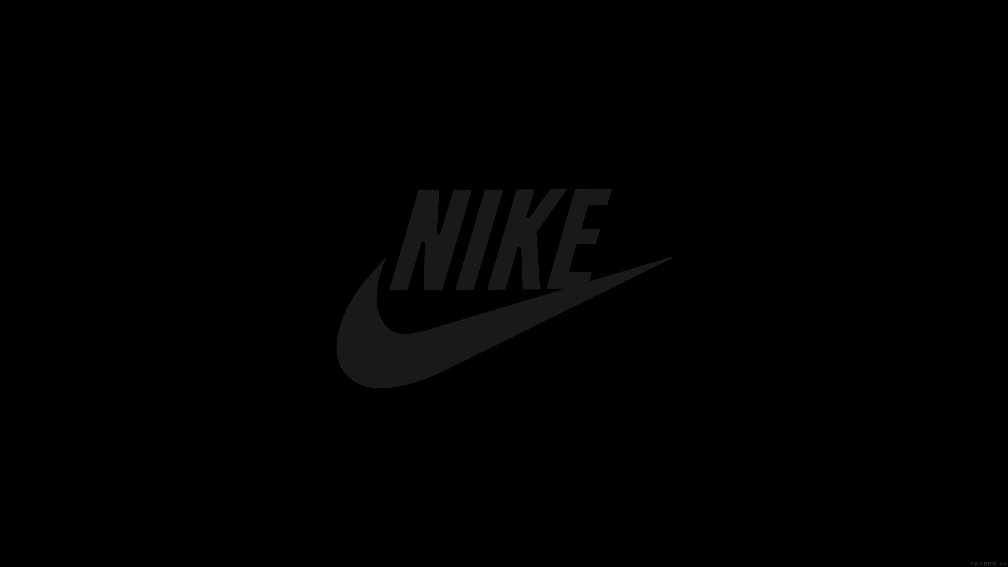 Nike-Logo, Schwarz auf Schwarz, Minimalismus, Dunkel, 4K 2160p, Desktop-Hintergrundbild