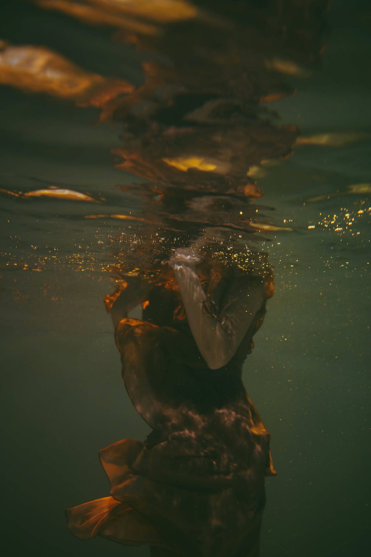 Frau, Unterwasser, Unterwasserfotografie, Grün, Lichtreflexe, Full HD, Handy-Hintergrundbild