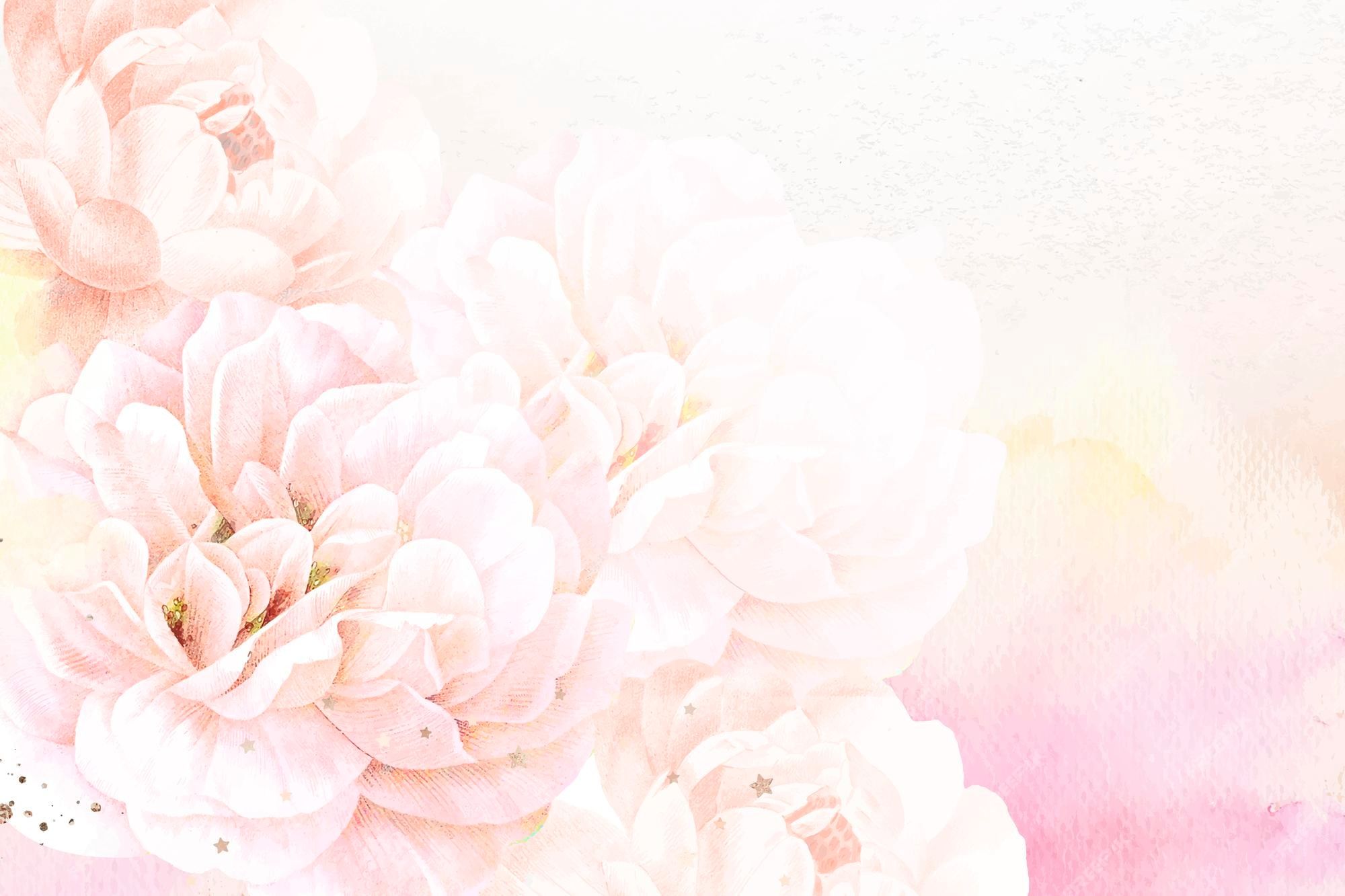Hellrosa Blüten, Aquarell, Pastellfarben, Weißer Hintergrund, Full HD Wallpaper