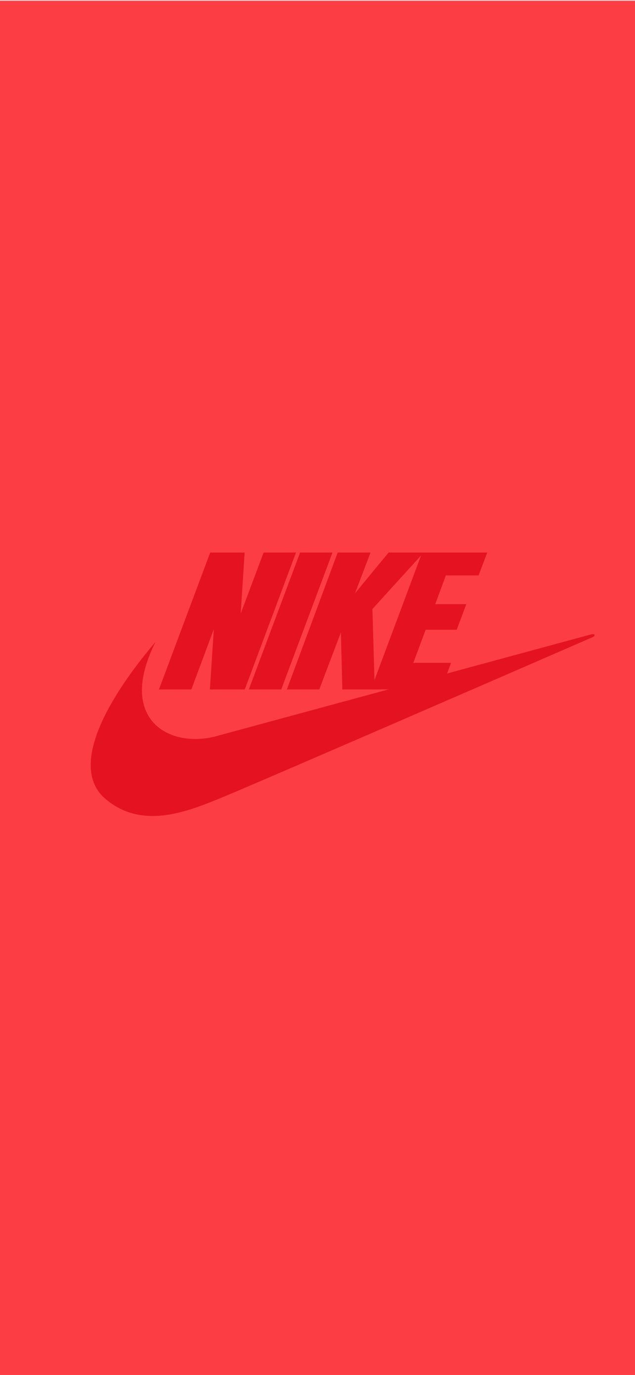 Nike-Logo, Roter Hintergrund, Ton in Ton, Minimalismus, Full HD, Sperrbildschirm fürs iPhone