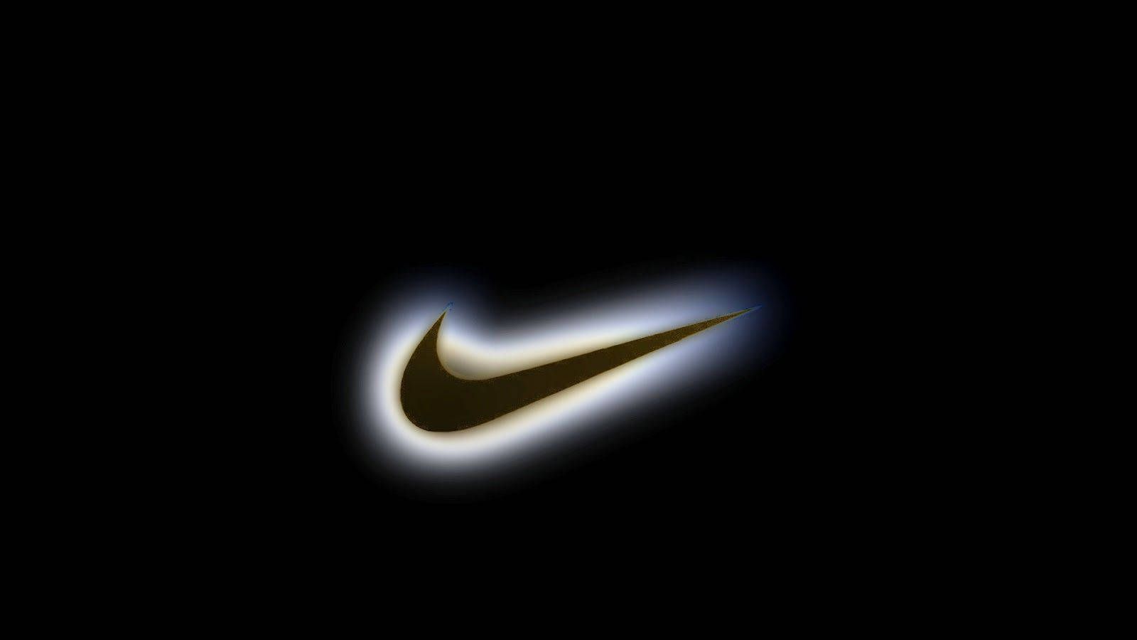 Nike Swoosh, Leuchtender Rand, Schwarzer Hintergrund, Gold, HD Wallpaper