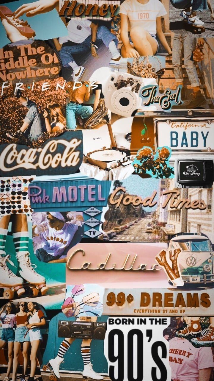 Collage, 90er, Retro, Coca-Cola, Motel, HD, Handy-Hintergrund im Hochformat