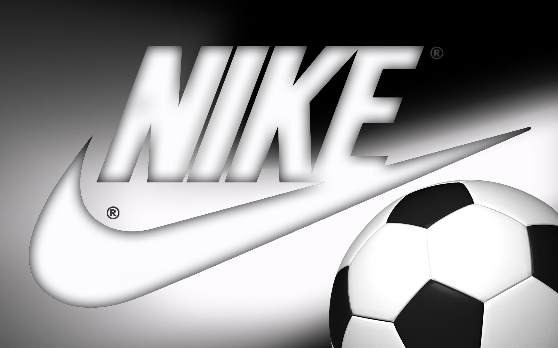 Nike-Logo, Fußball, Silber, Schwarzweiß, 16:10, Full-HD-Hintergrundbild für den Desktop