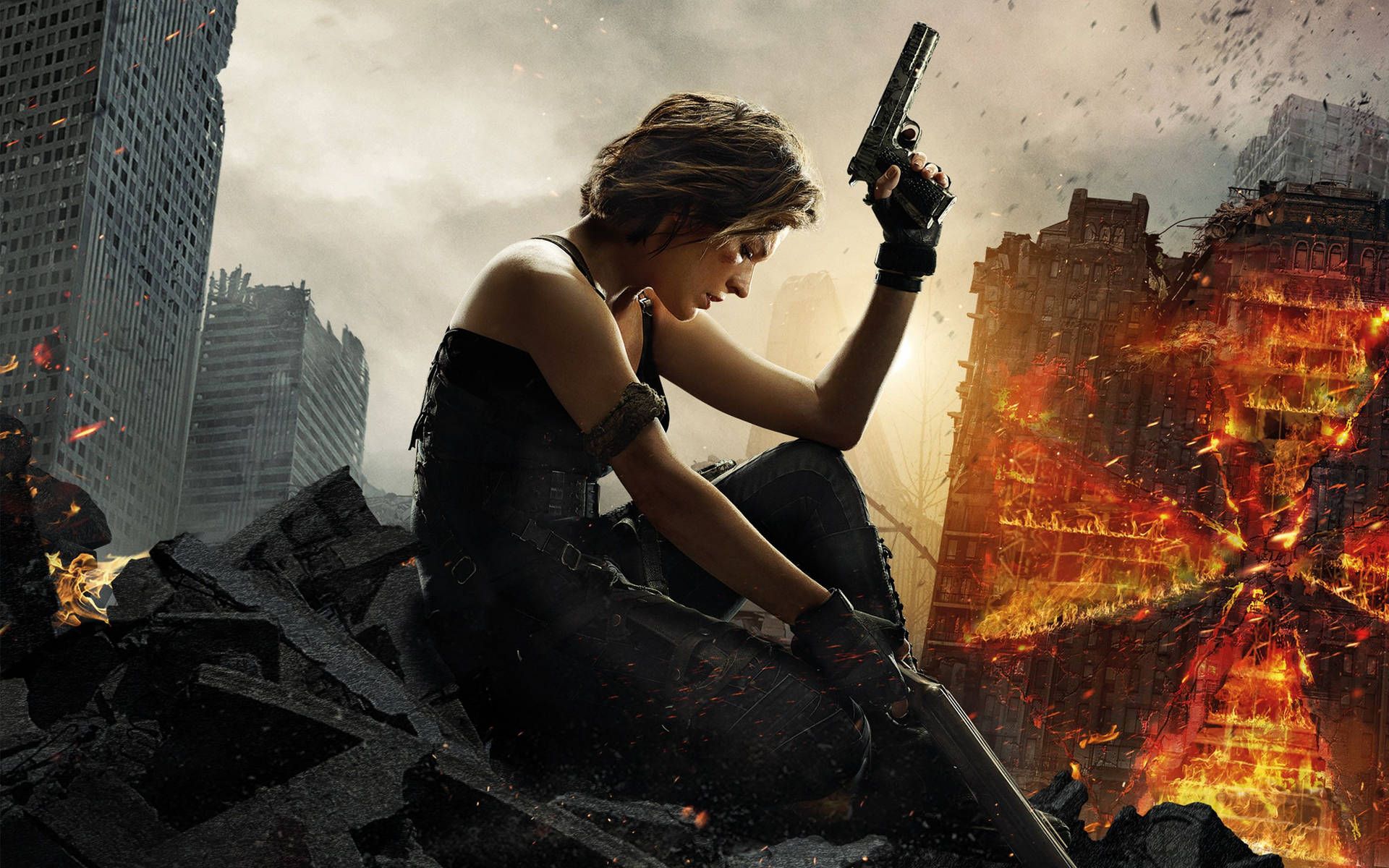 Alice, Milla Jovovich, Resident Evil: The Final Chapter, Pistole, Ruinen, Full HD, PC-Hintergrundbild