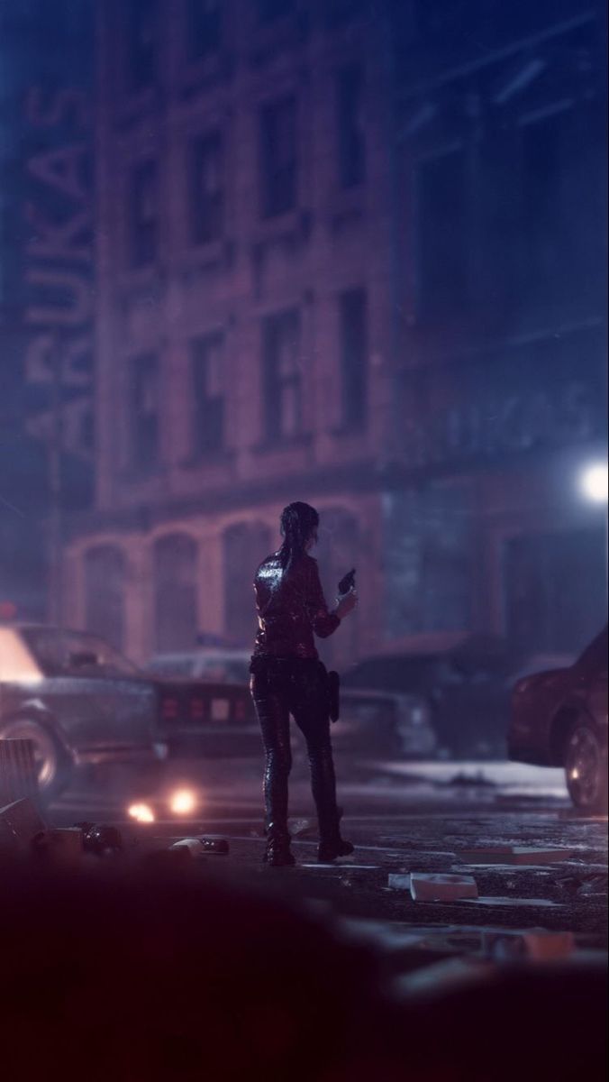 Raccoon City, Stadt bei Nacht, Silhouette, Resident Evil, Sperrbildschirm fürs iPhone