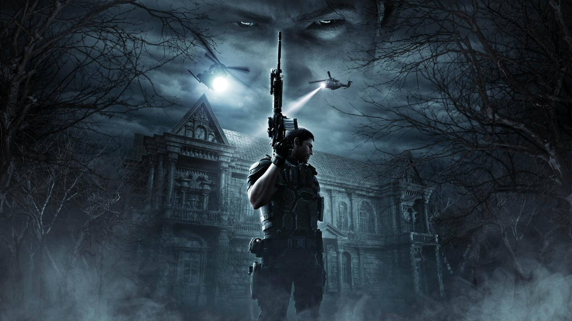 Resident Evil, Herrenhaus, Vollmond, Pistole, Nebel, 1920x1080, Full-HD-Hintergrundbild für PC
