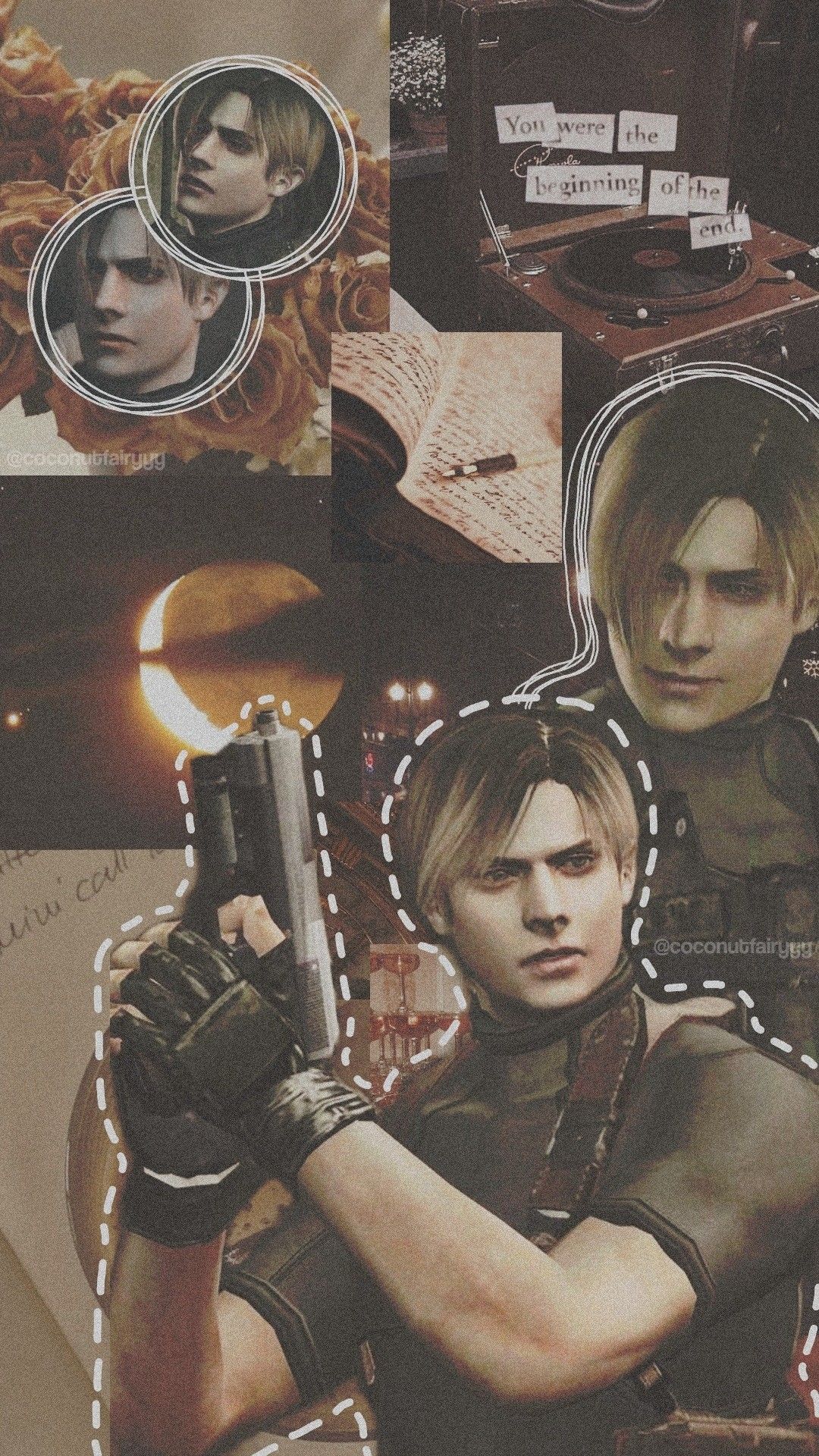 Leon S. Kennedy, Collage, Resident Evil 4, Ästhetik, Braun, Android-Hintergrundbild