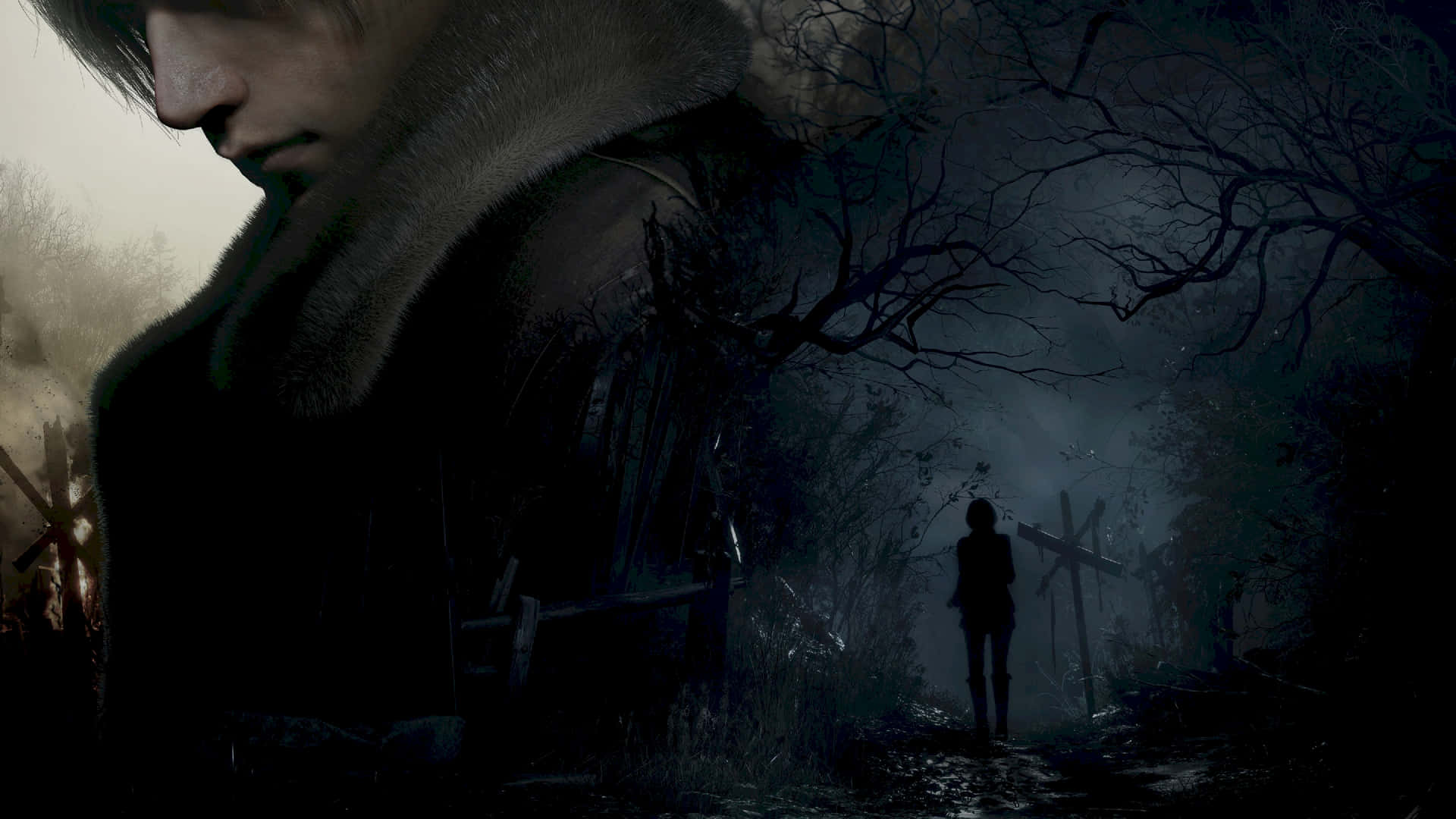 Resident Evil Village, Ethan Winters, Dunkler Wald, Horror, 1920x1080, Desktop-Hintergrund
