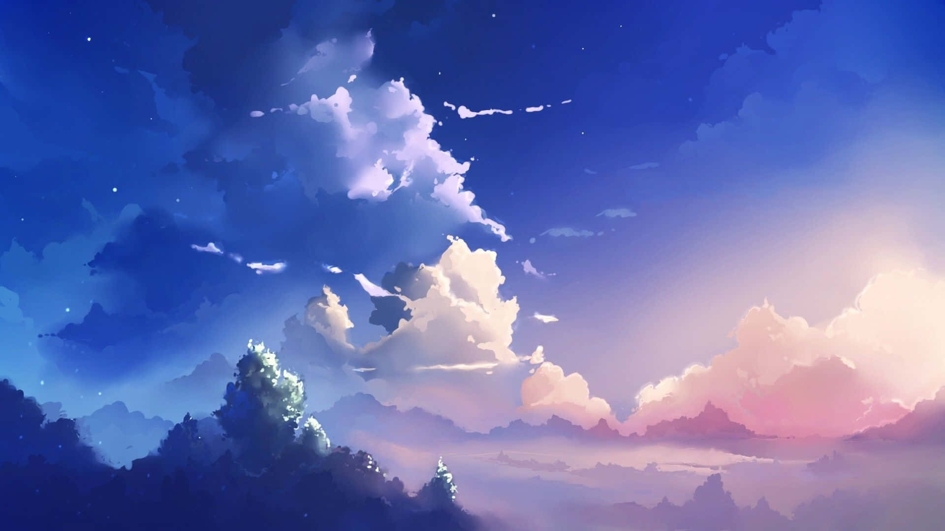 Wolken, Blauer Himmel, Anime-Stil, Sommer, 1920x1080, Full-HD-Hintergrundbild für PC
