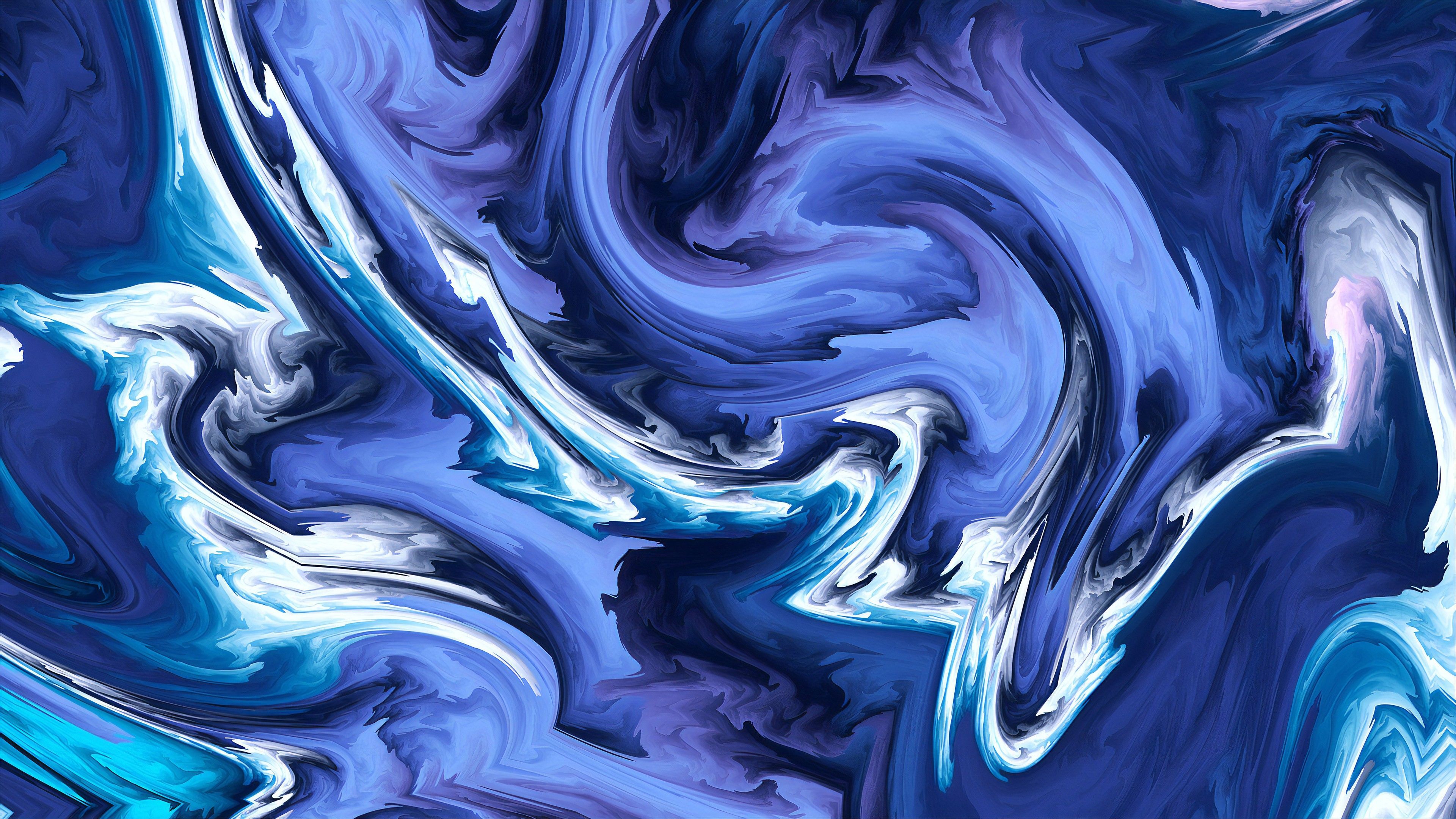 Flüssige Kunst, Marmor, Wirbel, Blau, 4K 2160p, Desktop-Hintergrundbild