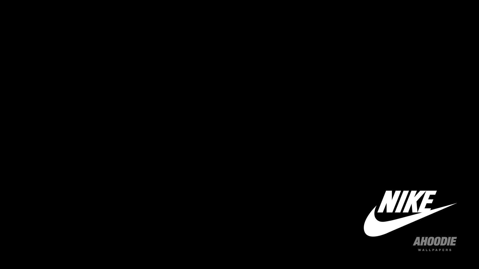 Nike-Logo, Schwarzer Hintergrund, Minimalismus, Full HD Wallpaper
