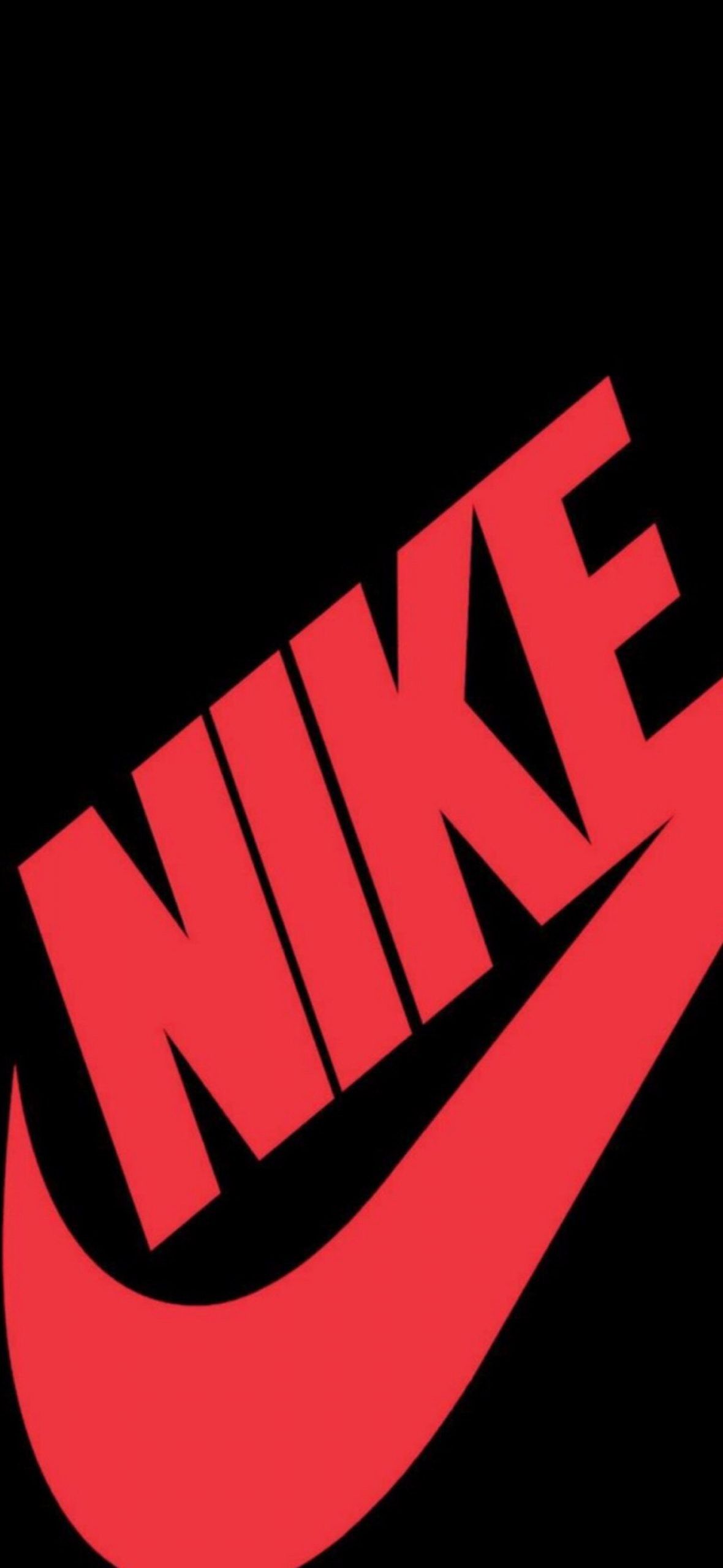 Nike-Logo, Rotes Logo, Schwarzer Hintergrund, Diagonal, Full HD, Sperrbildschirm fürs iPhone
