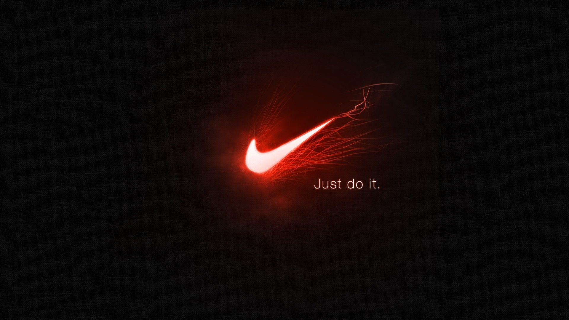 Nike Swoosh, Just Do It, Rotes Leuchten, Funken, Schwarzer Hintergrund, Full HD Wallpaper
